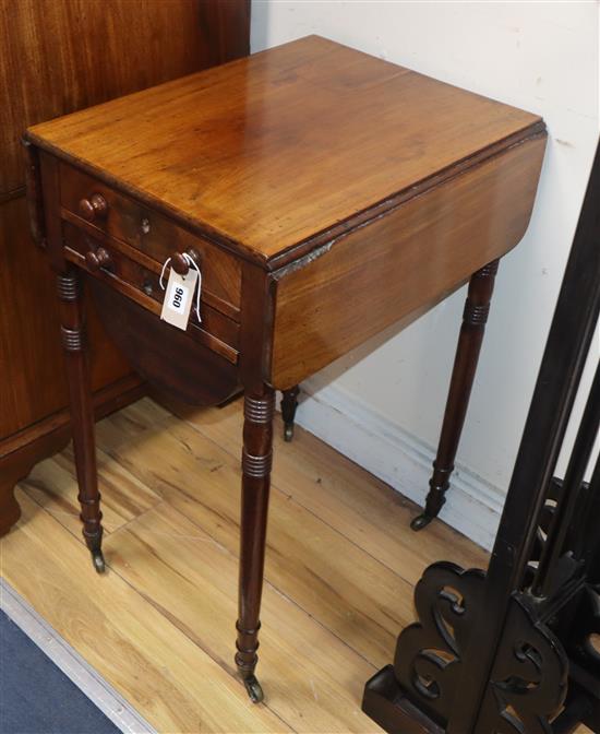 A Regency mahogany drop flap work table W.51cm